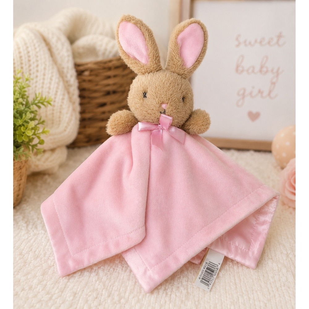 Pink Bunny Rabbit Lovey Security Blanket Plush Baby Rattle Replacement Toy‎
